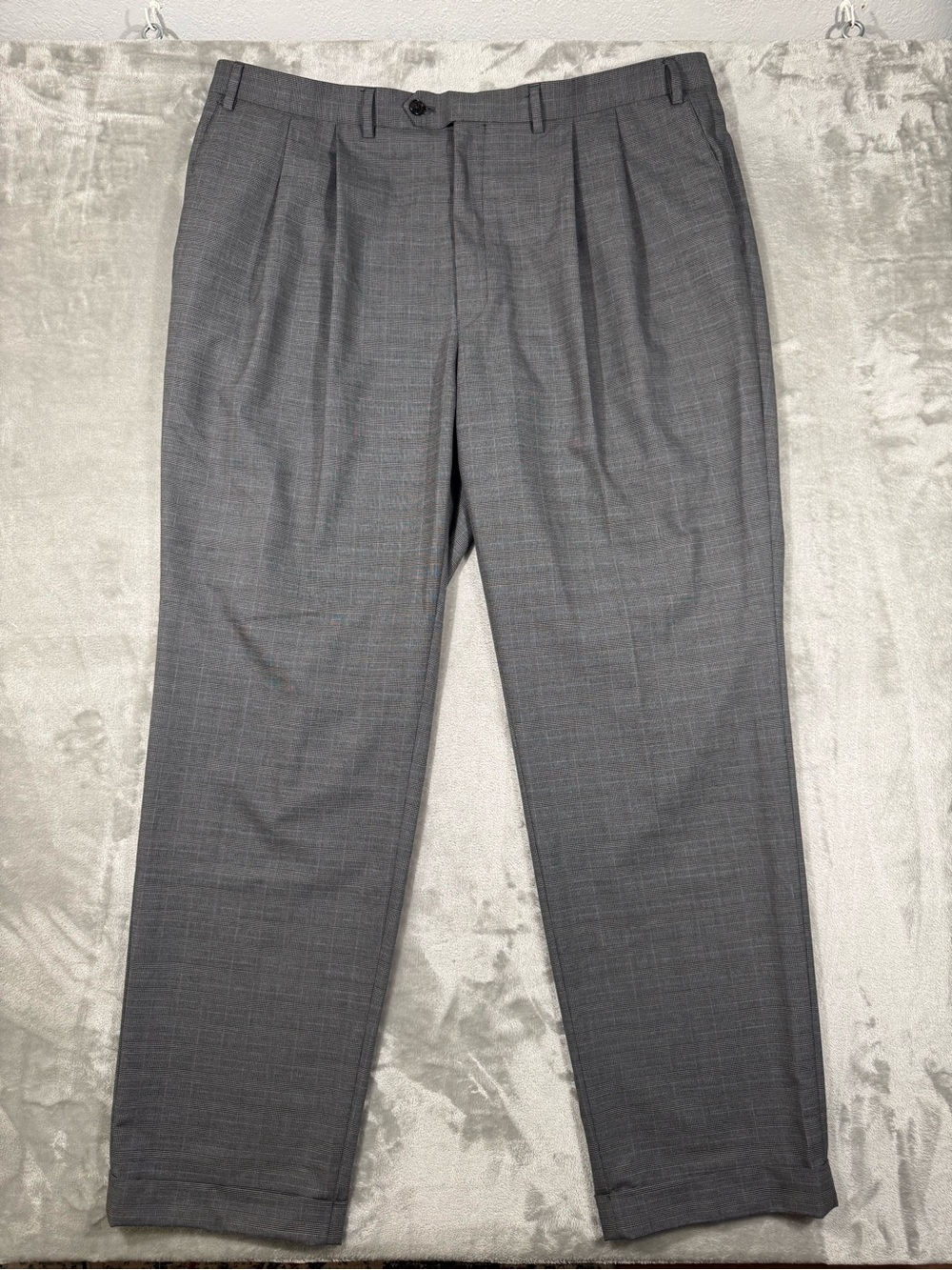 RALPH Ralph Lauren Dress Pants 40x32 Gray Checkered Pants Pleated Cuffed Slacks